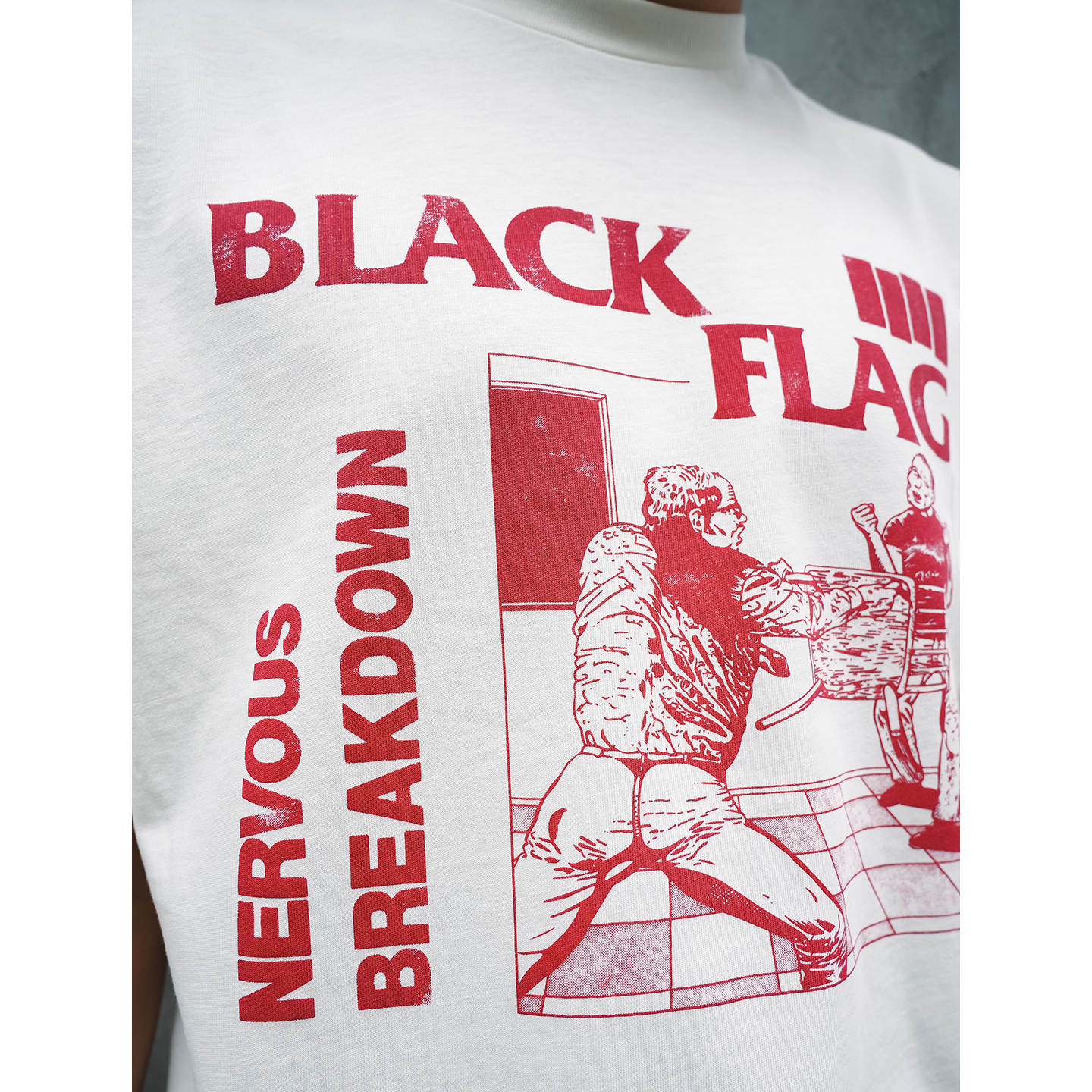 Футболка с коротким рукавом MKSZY Black Flag черный флаг баннер эпоха ретро стирка винтажная
