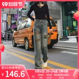 Прямые свободные джинсы, осенние модные штаны, свободный крой