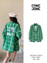 SOMESOWE 2021 autumn new green plaid outline-shaped suit