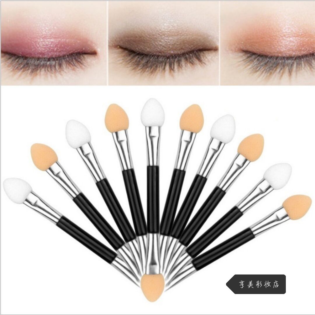 Hengmei makeup shop disposable sponge latex double-headed eye shadow stick aluminum tube portable makeup tool lazy dual-use