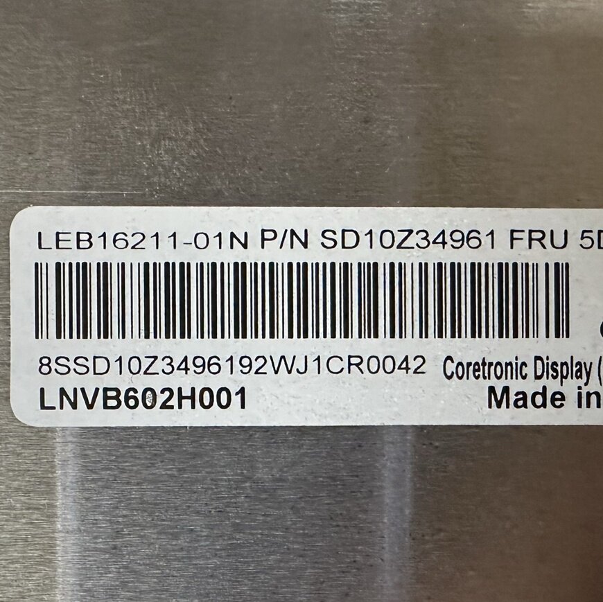 16-дюймовый ЖК-дисплей LNVB602H001 FRU 5D10V82427 с экраном SD 10Z34961 Изображение 1