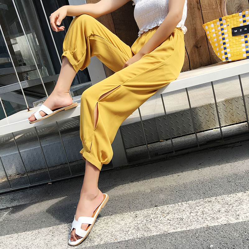 Chiffon Beamed Bloom Pants Women Summer Thin Loose High Waist Drape Mosquito Anti-Mosquito Adult Ice Silk Wide Leg Sunscreen Harem Pants