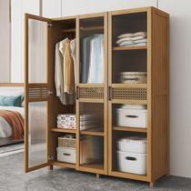 Simple wardrobe for home bedroom rental house assembled solid wood childrens wardrobe cabinet storage rack strong and durable