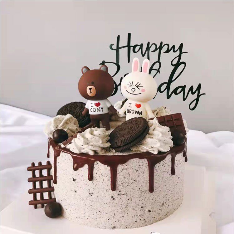 Brown Bear Cake Swing Piece Model Bear Infested Rabbit hooliganism Rabbit Cake Decoration 6 Expressions Puppet decorations