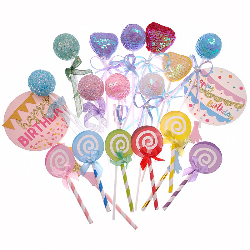 Cake Card Decoration Flag Lollipop Ornament Birthday Cake Insert Sheet Baking Supplies Theme Paper Insert Row