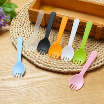 Environmentally friendly plastic disposable spoon fork fork spoon Fruit cake fork Independent packaging sweet spoons knife fork cutlery