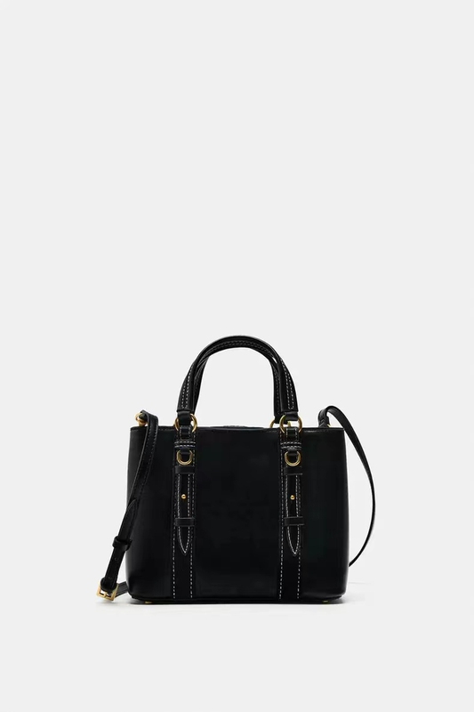 Women's Bag 2024 New Model Black Mini City Handbag Crossbody Bag Versatile Bucket Bag Double Compartment Killer Bag