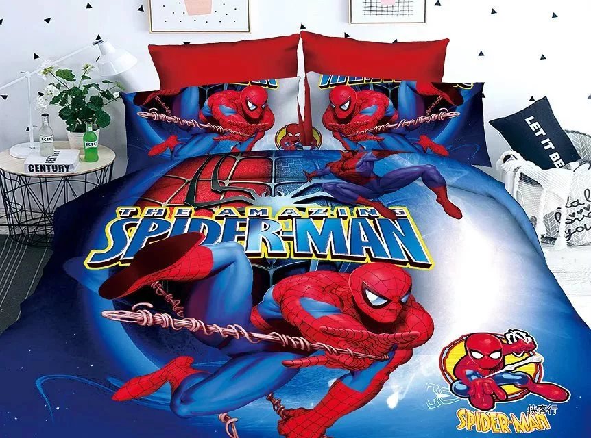 sinh viên giường bốn chàng trai ba mảnh vải chăn 1.2m Cartoon Altman trẻ em Spider-Man - Bộ đồ giường bốn mảnh bộ chăn ga gối đẹp