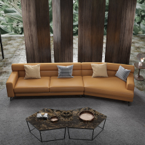 Nordic Profiled Corner Genuine Leather Sofas MINIMALIST CREATIVE LIVING ROOM MINIMALIST MODERN SMALL FAMILY TYPE BEVELLED ARC ART