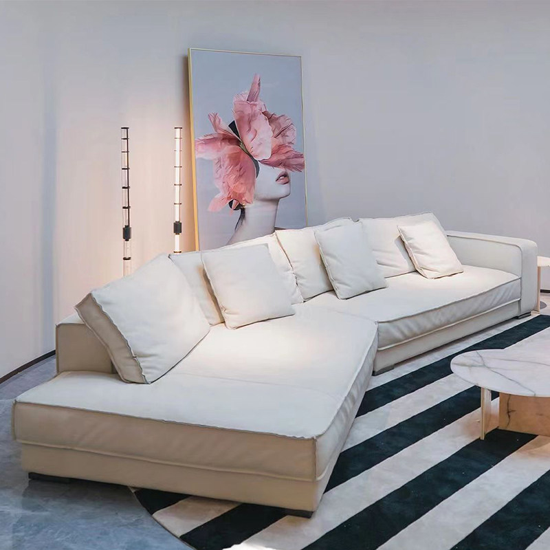 Baxter Italian fabric sofa Nordic light luxury oblique corner living room modern small apartment shaped curved Budapest