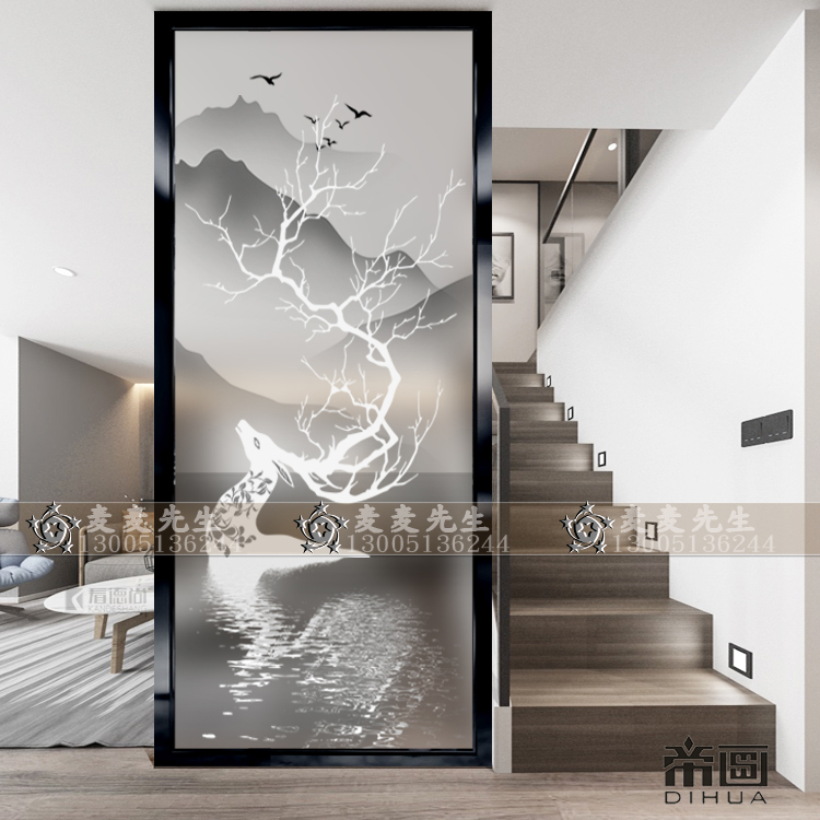 Modern Minimalist Art Glazed Makeup Room Bedroom Partition Living Room Abstract Screen Genguan Background Double-sided Hair Chaser Deer