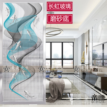 Modern simple living room screen Dining room partition wall Fashion double-sided art entry entrance Changhong glass rich fish