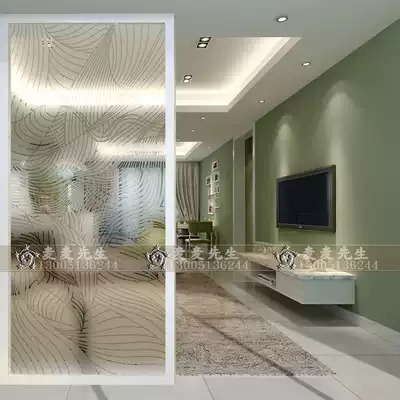 Modern minimalist art glass screen home improvement living room aisle background wall dining room partition abstract line painting