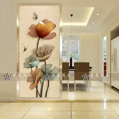 Art glass screen partition living room porch cabinet background wall sliding door dry and wet separation modern simple European Lotus