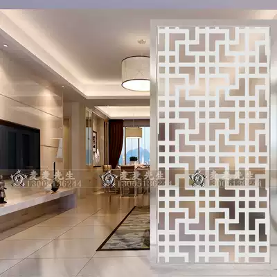 Modern art glass screen partition into the home entrance living room background wall cosmetic room shoe cabinet whole cabinet Chinese style grid