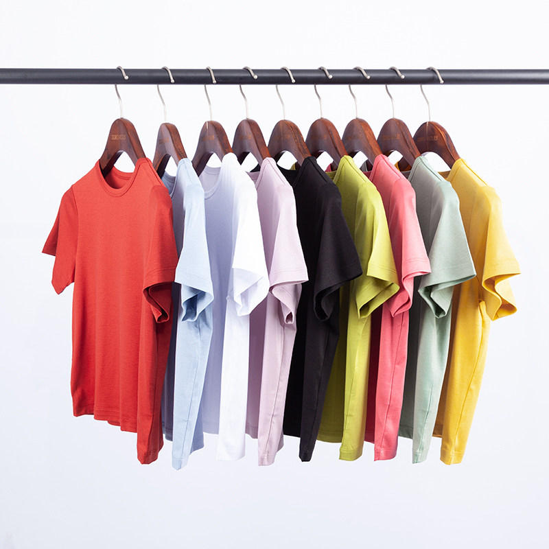 The Wan SELECTED CHILD CLOTHING MULBERRY SILK LIGHT COTTON SHORT SLEEVE ROUND COLLAR T-SHIRT 20061550D