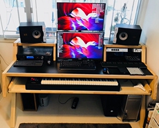 Китайский столик 简约实木琴桌编曲工作台音乐制作桌midi键盘桌音频调音台录音棚桌