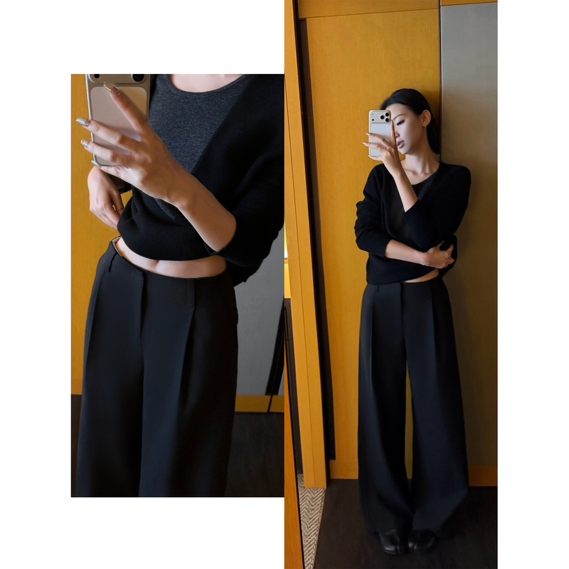5Werkwen High-Waisted Slimming Trousers Linen Wool Side Seam Migration Design Hip-Covering Loose Slimming Scimitar Trousers 5Werkwen High-Waisted Slimming Trousers Linen Wool Side Seam Migration Design Hip-Covering Loose Slimming Scimitar Trousers
