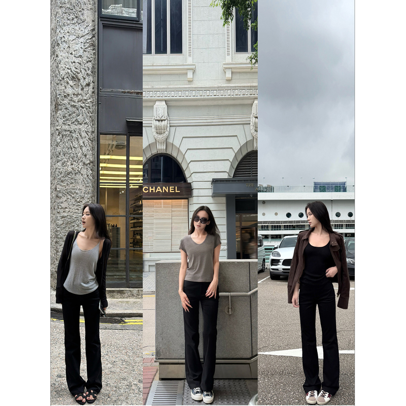 5Werkwen Town's Ancient Magic Pants | Straight-Leg Pants, Slim Straight-Leg Slightly Stretchy Denim Magic Pants, Black Long Pants