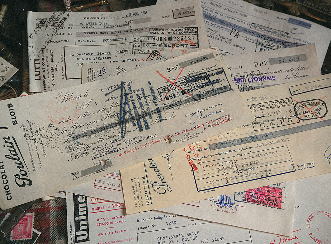 French antique ticket receipt vintage hand account old paper overseas retro collection junk journal