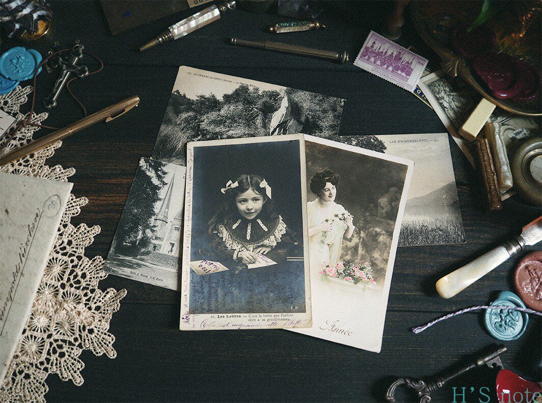 Hifei Notes Classical Postcard Fortune Bag retro-account material vintage junk journal