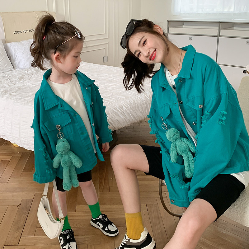 Next inns pro-sub-dress 2022 spring dress new mother lady blouse Korean version denim jacket baby foreign pie jacket