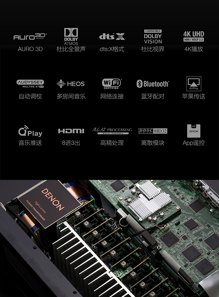 Denon / Denon AVR-X6400H rạp hát tại nhà 11.2 kênh 4K Bộ khuếch đại công suất Bluetooth kỹ thuật số gây sốt chuyên nghiệp AV home high 5.1 âm thanh gia đình Âm trầm khuếch đại HiFi loa mic hát karaoke giá rẻ