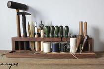 Solid Wood leather tool rack with wide base of Axis (wooden line Craft original)