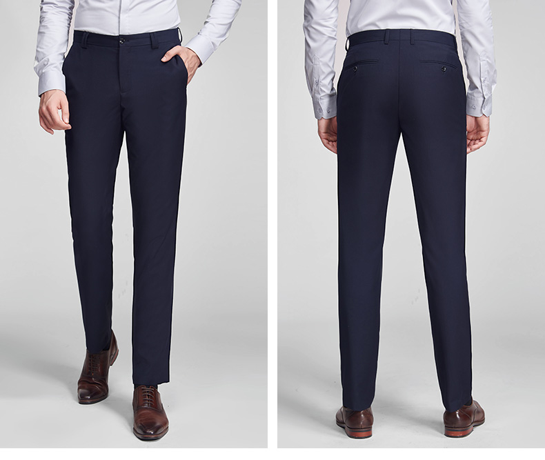 Quần không cạp cao Quần nam thanh niên Business Business Professional Suit Suit Dress Up Autumn feet Quần thẳng màu đen đồ vest nam