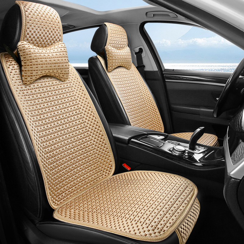 Summer Breathable Ice Silk Weave Car Cushion Half Bag Thin three pieces single sheet single seat main co-driver Single seat sleeve-Taobao