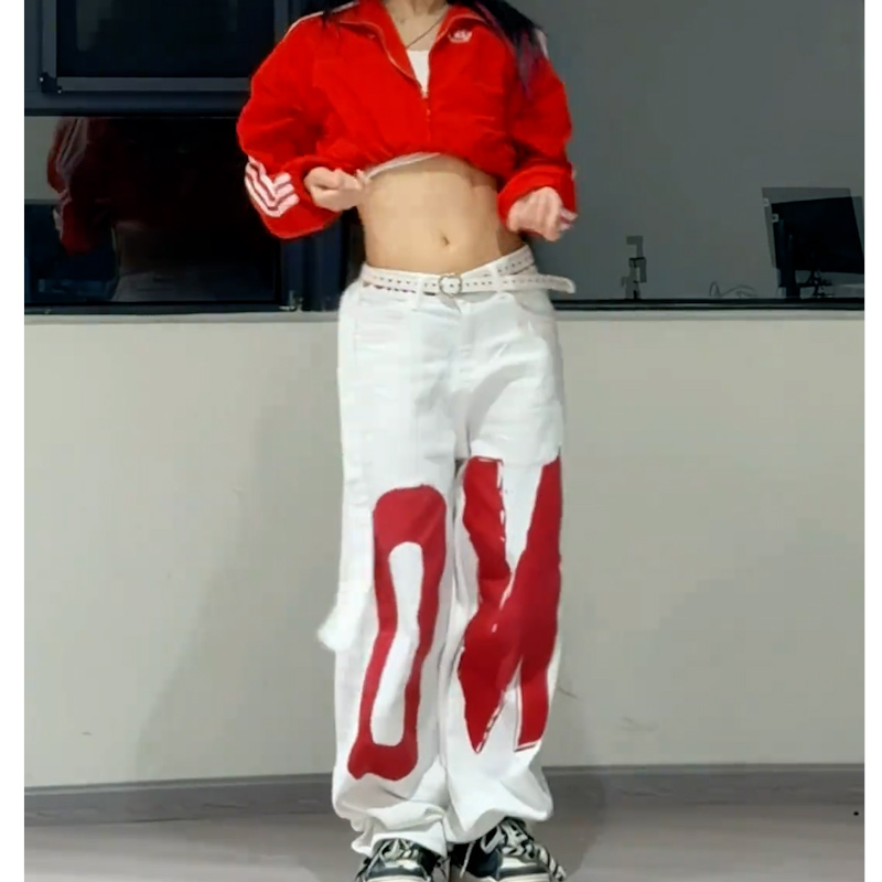 American Retro Jeans for Women, Spring and Autumn Printed Wide-Leg Pants, High-Waisted, Sexy, Non-Tight, Slimming, Floor-Length Pants American Retro Jeans for Women, Spring and Autumn Printed Wide-Leg Pants, High-Waisted, Sexy, Non-Tight, Slimming, Floor-Length Pants