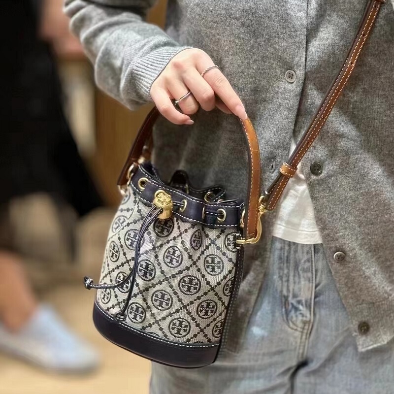 American Outlet Store Women's Bag Monogram Mini Drawstring Bucket Bag Casual Shoulder Crossbody Bag Accessories