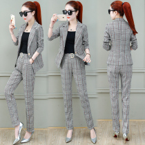 Womens tide 2021 new autumn suit professional small man suit Korean version of foreign style two sets show high matching