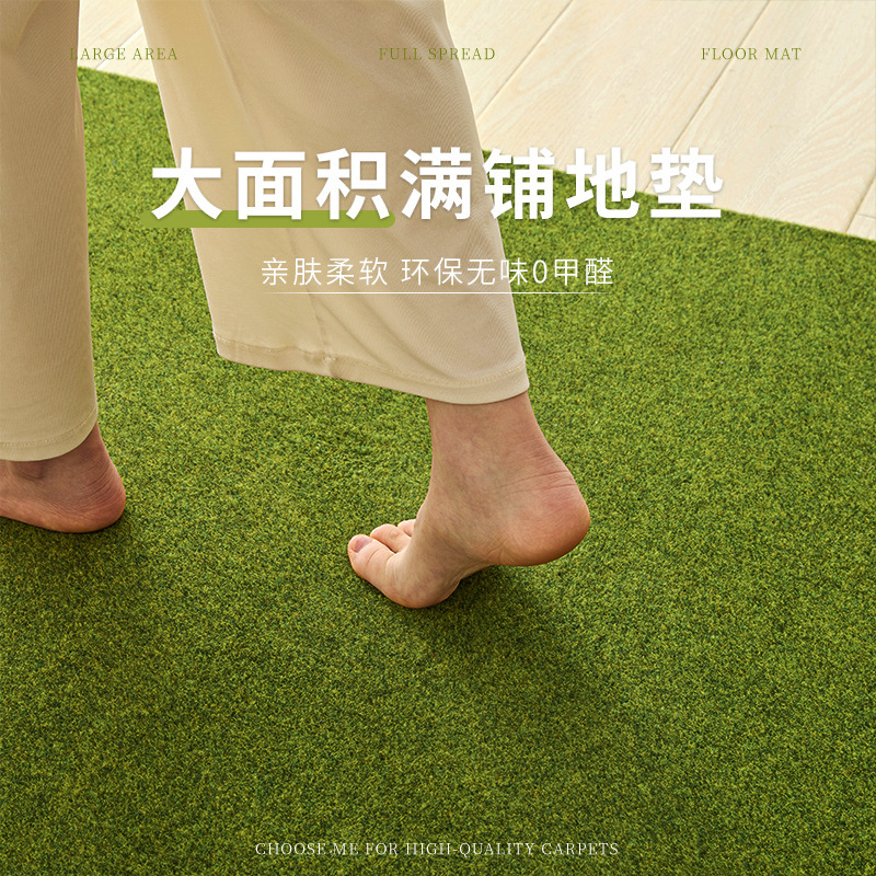 Green Imitation Grass Balcony Leisure Area Carpet, Home Living Room Coffee Table Rug, Photography Studio Full Coverage Large Area Floor Mat