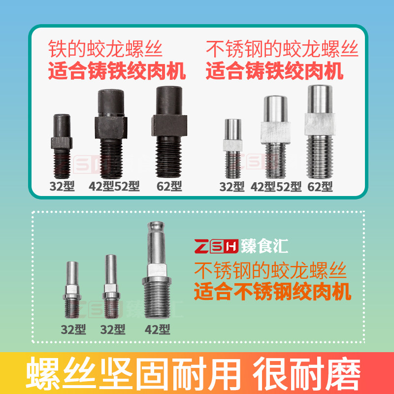 32 Type 42 Type 52 Type 62 Grill screw accessories for screw blades and hole plate