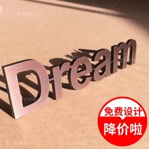 Fine stainless steel titanium gold word making electroplating copper word customized solid brushed precision logo custom