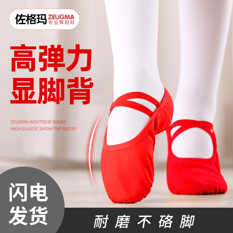 Red Dancing Shoes Women Soft-bottom Children Practice Shoes Adults Performance Folk Dancing Cat Paws Male Chinese Ballet Shoes