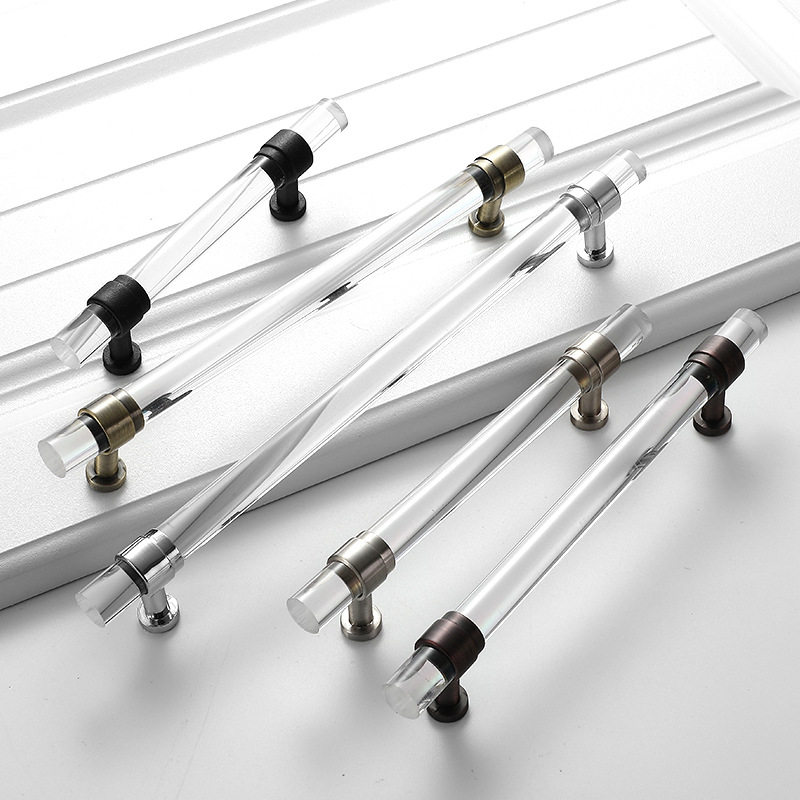 Acrylic handle crystal pull handle integral cabinet black handle golden wardrobe handle cabinet kitchen door handle bathroom handle