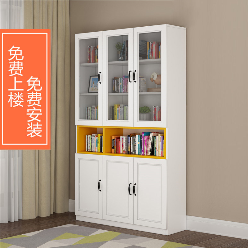 Glass door bookcase light luxury simple modern floor bookcase free combination storage storage display home file cabinet