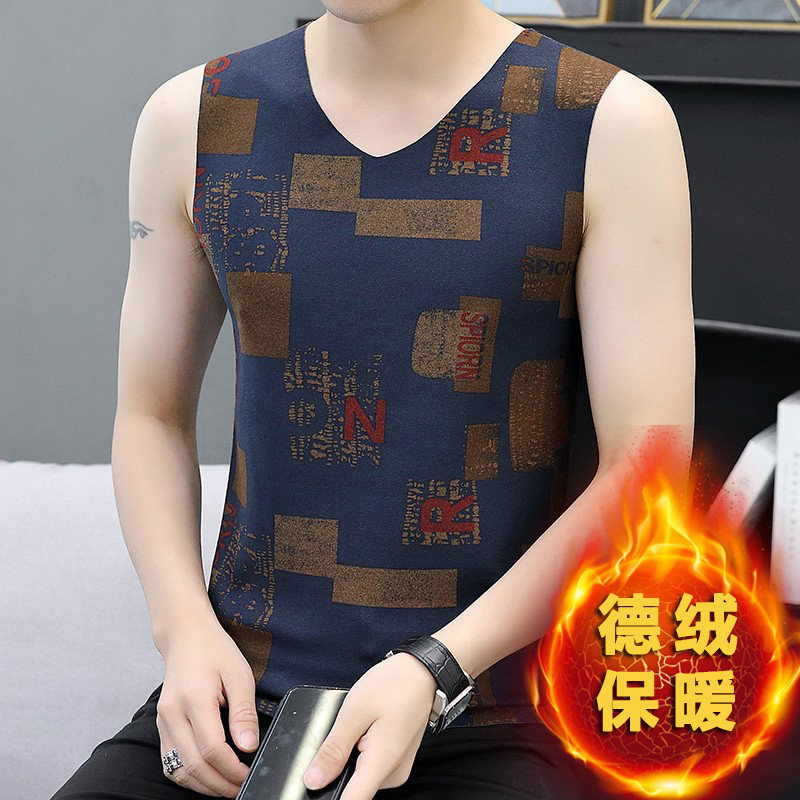 Duvet Warm Vest Men's No Marks Winter Deron Fever Underwear Men's Earth Garnter Bottom Inner Wearing Single Piece Blouse