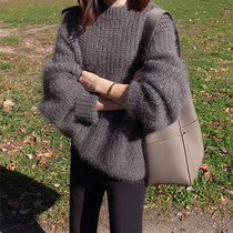 Mohair sweater ins female forest department 2019 new retro Hong Kong flavor pullover lazy style loose outer wear winter thickening