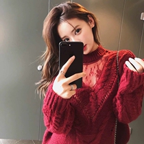 Cherry New Year Red Stranded Christmas Snowflake Sweater Female ins Chaomen Thickened Loose Lazy Wind Wear