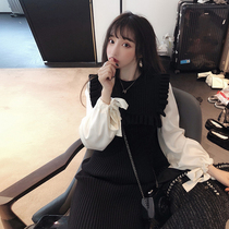 Knitted dress long sweater skirt knee-high two-piece set 2019 popular skirt women autumn and winter Korean fashion