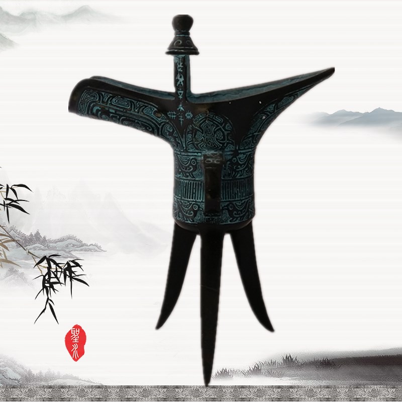 Bronzes imitated ancient pendulum pieces Father Simoness Ancient imperial wine glass door hall Living Room Genguan Pendulum with Bronze Wine Glass