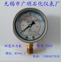 Wuxi Guangshun Petrochemical Instrument Factory YN60 Seismic Pressure Gauge M14 * 1 5