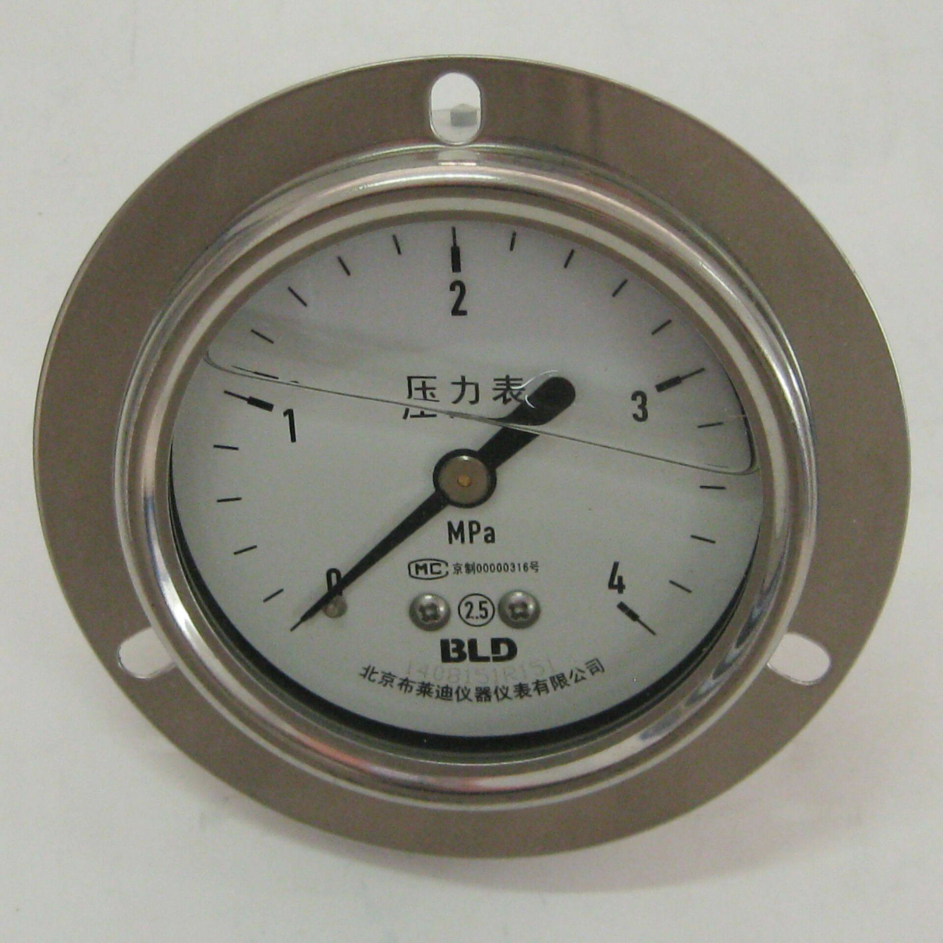 Beijing Brady pressure meter YTH100ZT axial belt front side full stainless steel pressure meter not flush with oil