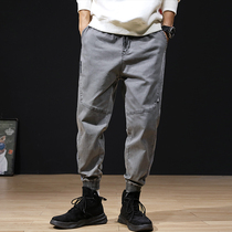 Tide brand spring and autumn casual pants men Korean version of the trend Joker loose Haren pants large size tie pants closing pants