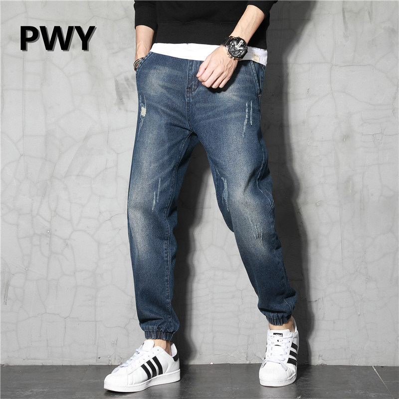 Tide card 2022 Spring and autumn bouquet Men Harun Overalls jeans loose with large size and small foot bunch leg pants Korean version trending