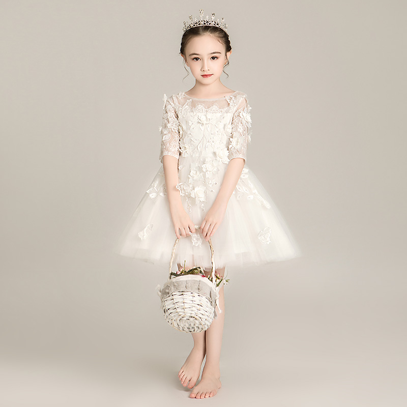 Cô bé sinh nhật công chúa váy váy fluffy cô gái áo cưới trẻ em đàn piano dương-khí hiệu suất chiếc váy mùa hè trẻ em hoa của.