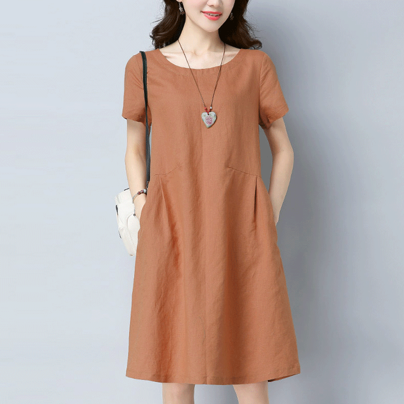 Cotton Linen Dress 2021 Spring Summer New Women's Clothing Art Medium Long Version Small Sub Summer Popular Linen Dress Tide